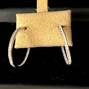 small diamond oval hoop earrings from
Macy's